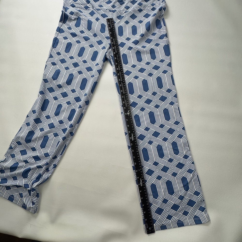 J.McLaughlin Navy White Geometric Link Wide Leg Pants Womens Size XL Stretch - Picture 12 of 13